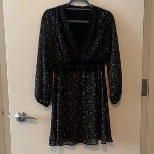 Zara Black Floral Midi Dress